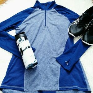 Champion Blue 1/4 Zip Pullover Long Sleeve Running Top Sz Small